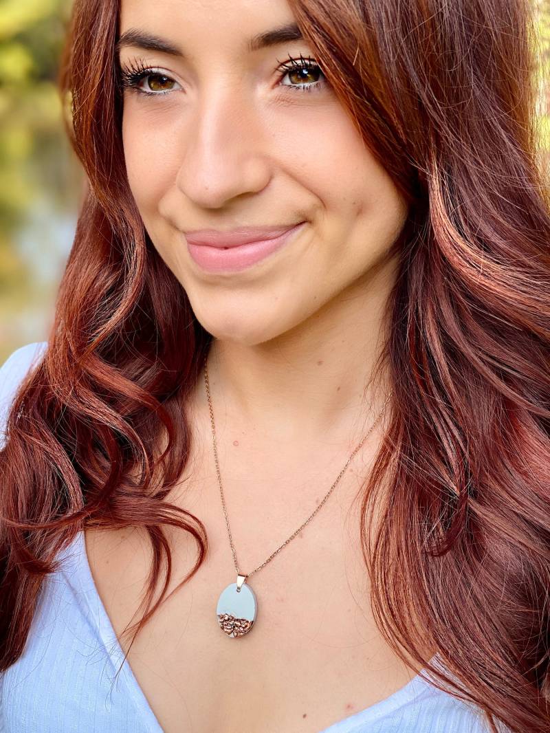 Betonschmuck Kette Rosegold, Recycelte Kupferkristalle, Valentinstag Geschenk Freundin von FroileinJolanda