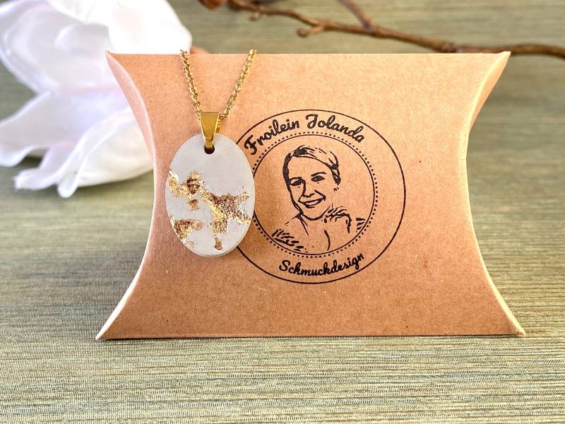 Halskette Beton Mit Blattgold, Betonschmuck Kette Gold, Geschenk Schmuck Weihnachten von FroileinJolanda