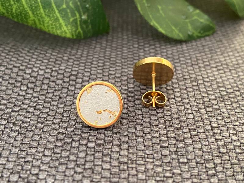 Ohrringe Gold Edelstahl Aus Beton Mit Blattgold, Valentinstag Geschenk, Betonschmuck Ohrringe Gold Edelstahl Aus Beton Mit Blattgold, Valentinstag Geschenk, Betonschmuck von FroileinJolanda