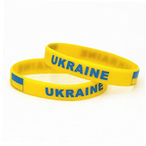 Ukrainische Flagge Silikon Armbänder 2 Stücke Ukraine Armband Schmuck Patrioten Zubehör Für Teenager Männer Frauen von Froiny