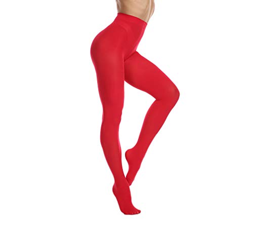 Frola Nur die Damen Strumpfhose 80 Den Blickdicht Microfaser Weich Damenstrumpfhose (L/XL, Rot) von Frola