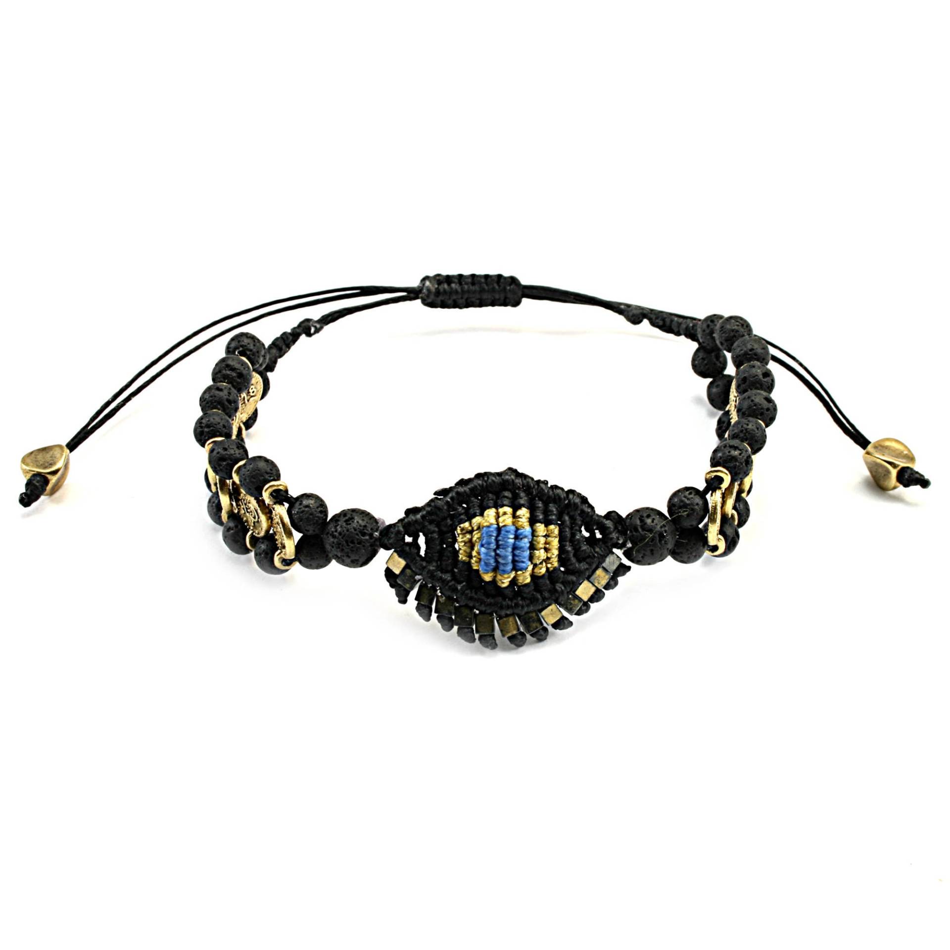 Evil Eye Häkelarmband Makramee Boho Schmuck Mit Lavastein Evil Eye Häkelarmband Makramee Boho Schmuck Mit Lavastein von FrolicStones