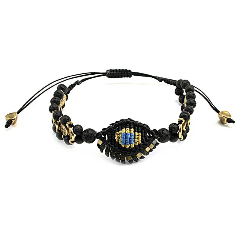 Evil Eye Häkelarmband Makramee Boho Schmuck Mit Lavastein von FrolicStones