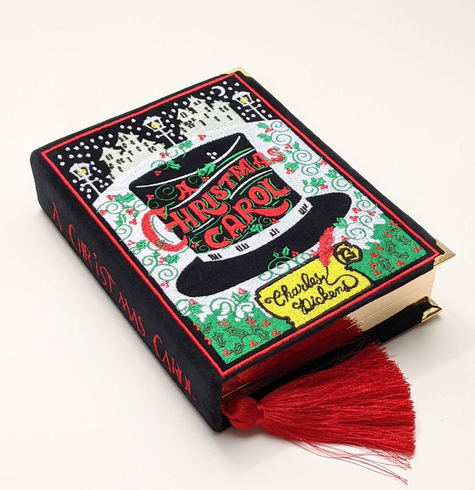 Personalisierte Gestickte Hochzeit Buch Tasche Clutch Aufbewahrungsbox A Christmas Carol - Charles Dickens von Frolioli