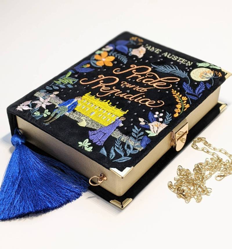 Personalisierte Gestickte Hochzeit Buch Tasche Clutch Erinnerung Box Stolz Und Vorurteil von Frolioli