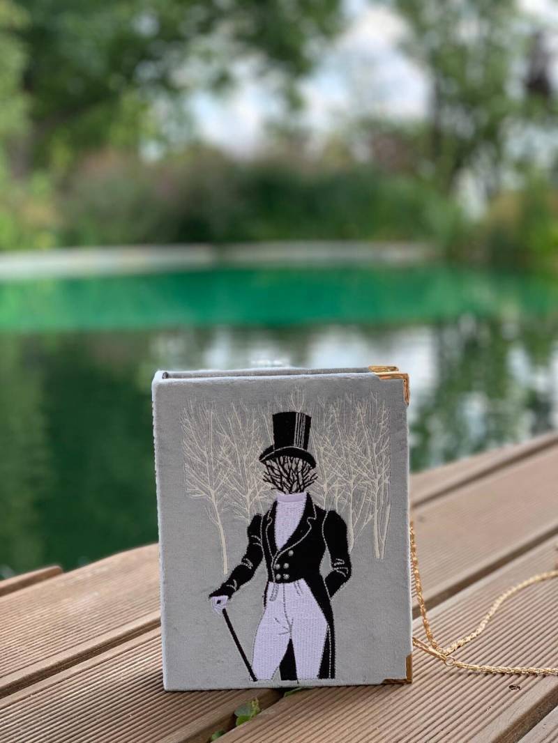 Personalisierte Gestickte Hochzeit Buch Tasche Clutch Erinnerungsbox Eugen Onegin - Puschkin von Frolioli