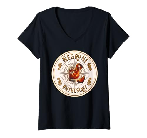 Damen Ein Negroni-Enthusiast T-Shirt mit V-Ausschnitt Damen Ein Negroni-Enthusiast T-Shirt mit V-Ausschnitt von From Italy With Love