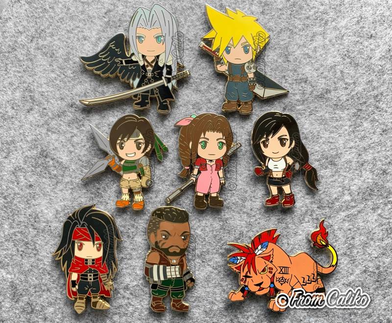 Final Fantasy Vii 7 Ff7 Ffvii Emaille Pins Komplettes Set - Wolke Sephiroth Tifa Aerith Yuffie Vincent Haarspange Rot Xii von FromCaliko