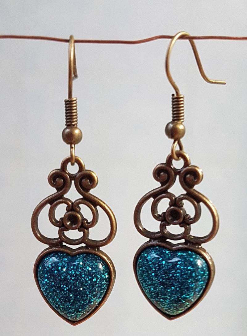 Valentinstaggeschenk Herz Ohrringe/Hänger Bunter Glitzer Kinderohrringe von FromDeathRowWithLove