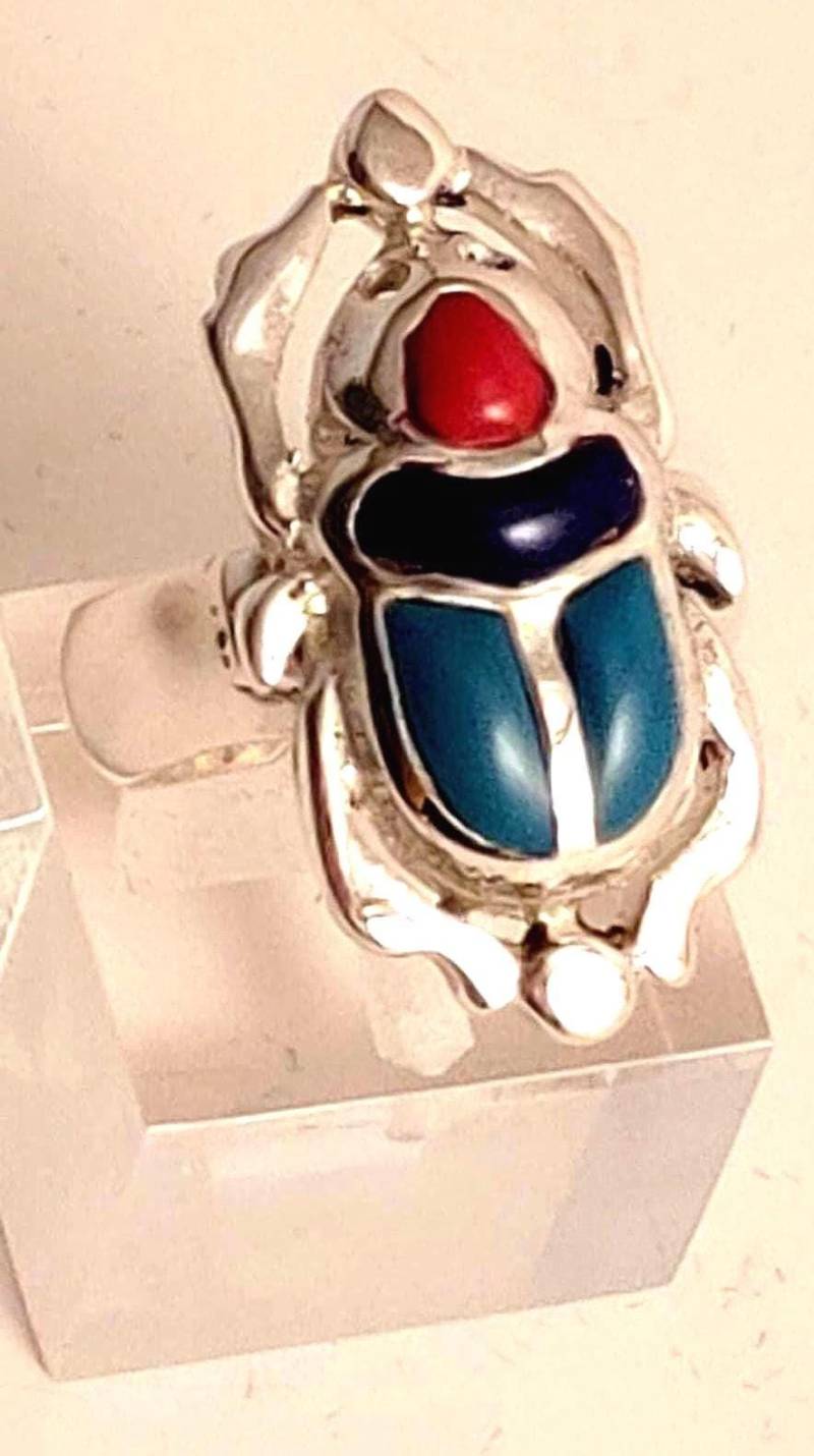 925 Sterling Silber Ring | Offen - Skarabäus Blauer Lapis, Türkis & Koralle. Handgefertigt in Unserer Alten Werkstatt. Aus Ägypten Mit Liebe Zu Ihnen 925 Sterling Silber Ring | Offen - Skarabäus Blauer Lapis, Türkis & Koralle. Handgefertigt in Unserer Alten Werkstatt. Aus Ägypten Mit Liebe Zu Ihnen von FromEgyptwithLove11