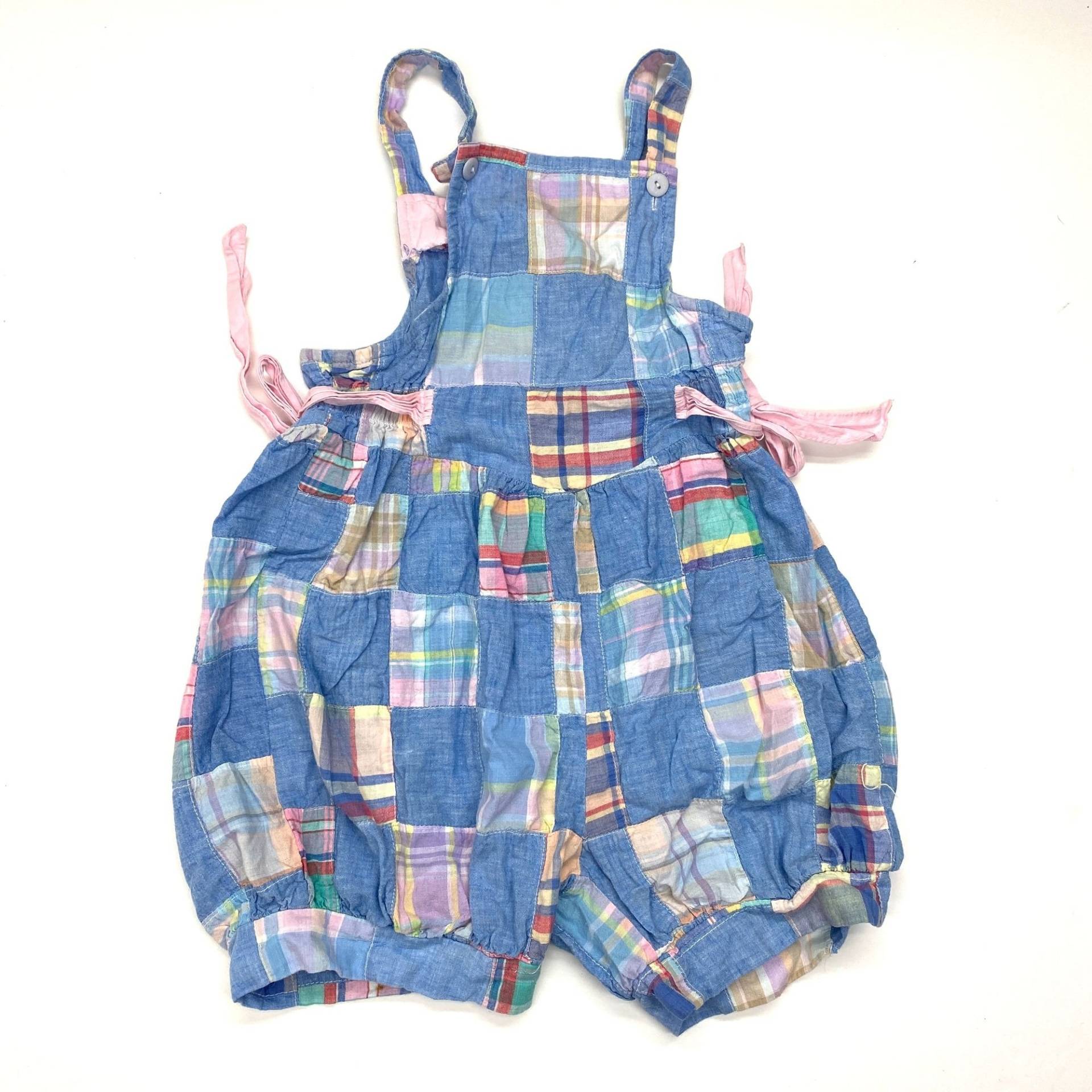 Vintage 80Er My Michelle Patchwork Plaid Chambray Bubble Strampler Sz 8 Girls Blau von FromTNWithLove