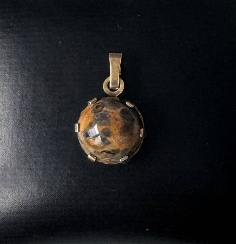 835 Silber Anhänger Vergoldet Und Braunem Stein von FromyesterdaySchatze