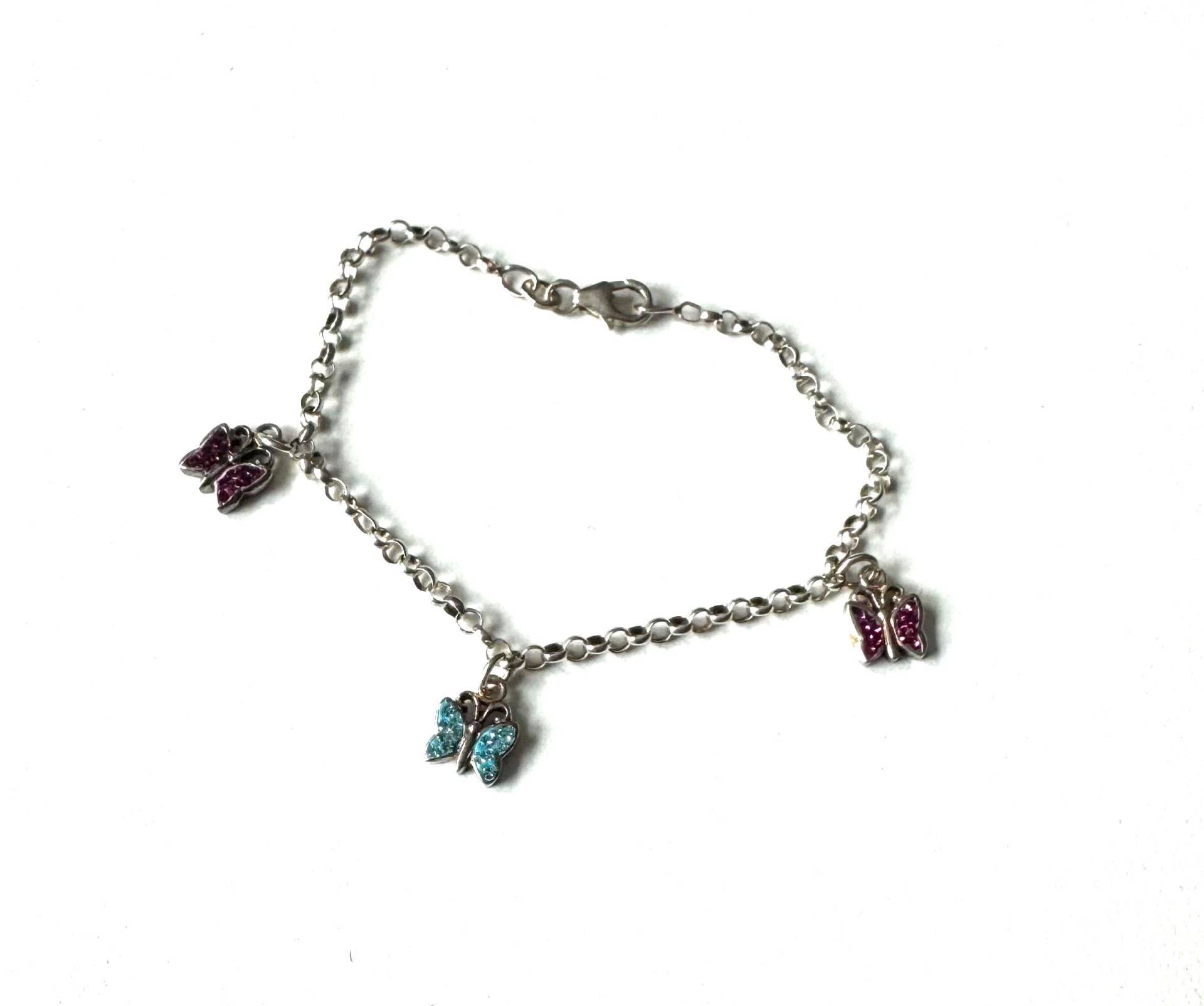 925 Silber Armband Mit Drei Schmetterling Anhängern Von Fbm Friedrich Binder von FromyesterdaySchatze