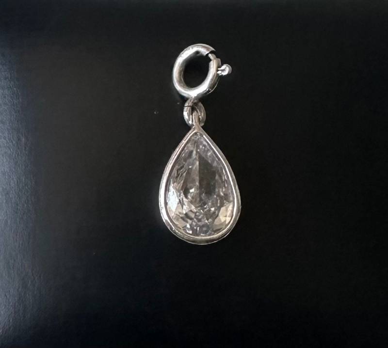 925 Silber Charm Anhänger Mit Geschliffenem Glas in Tropfenform von FromyesterdaySchatze