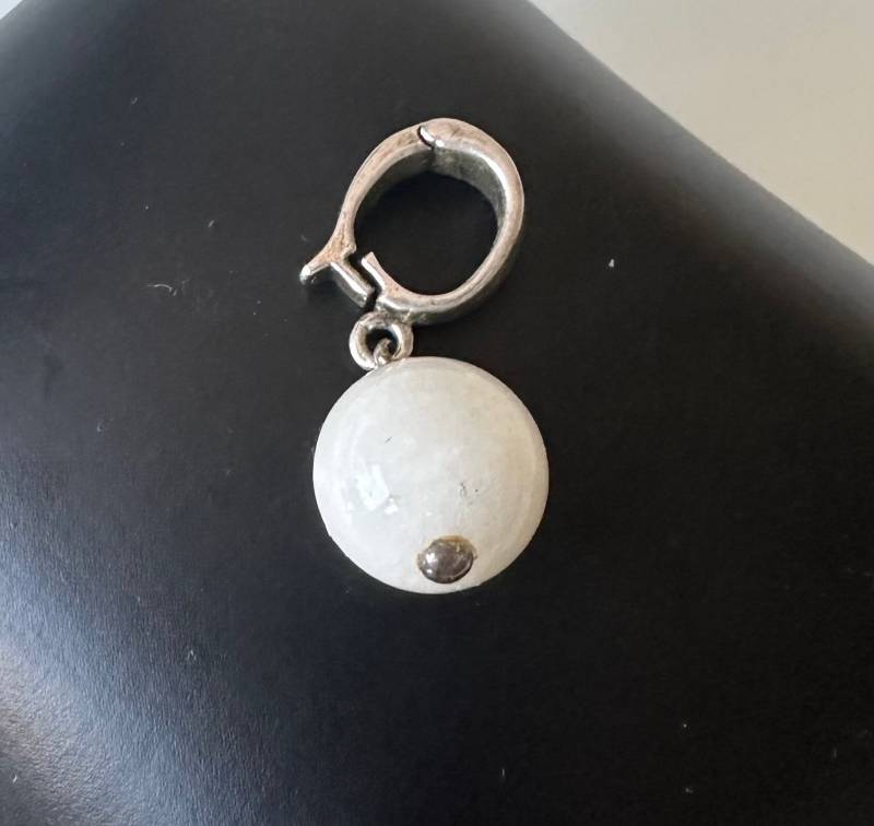 925 Silber Charm Anhänger Nephrit Weiße Jade von FromyesterdaySchatze
