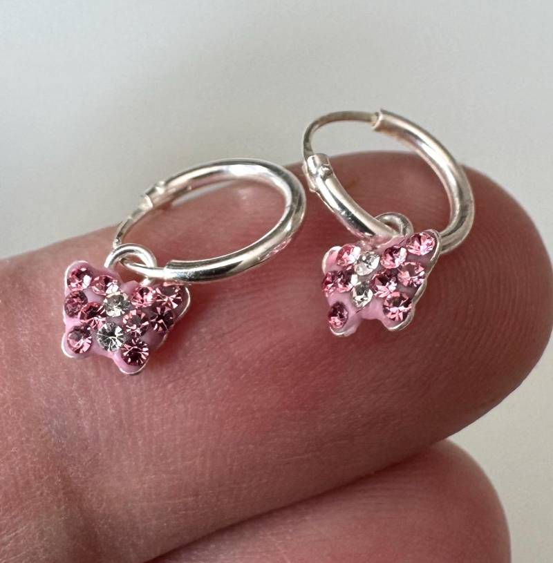 925 Silber Creolen Kinder Ohrringe Mit Schmetterling Anhängern von FromyesterdaySchatze