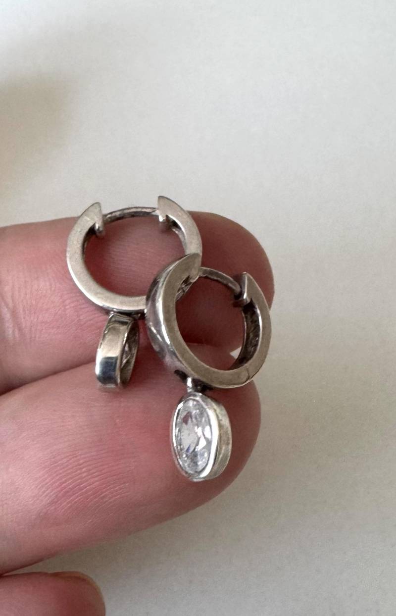 925 Silber Creolen Ohrringe Mit Beweglichem Anhänger Cj Meistermarke Vintage von FromyesterdaySchatze