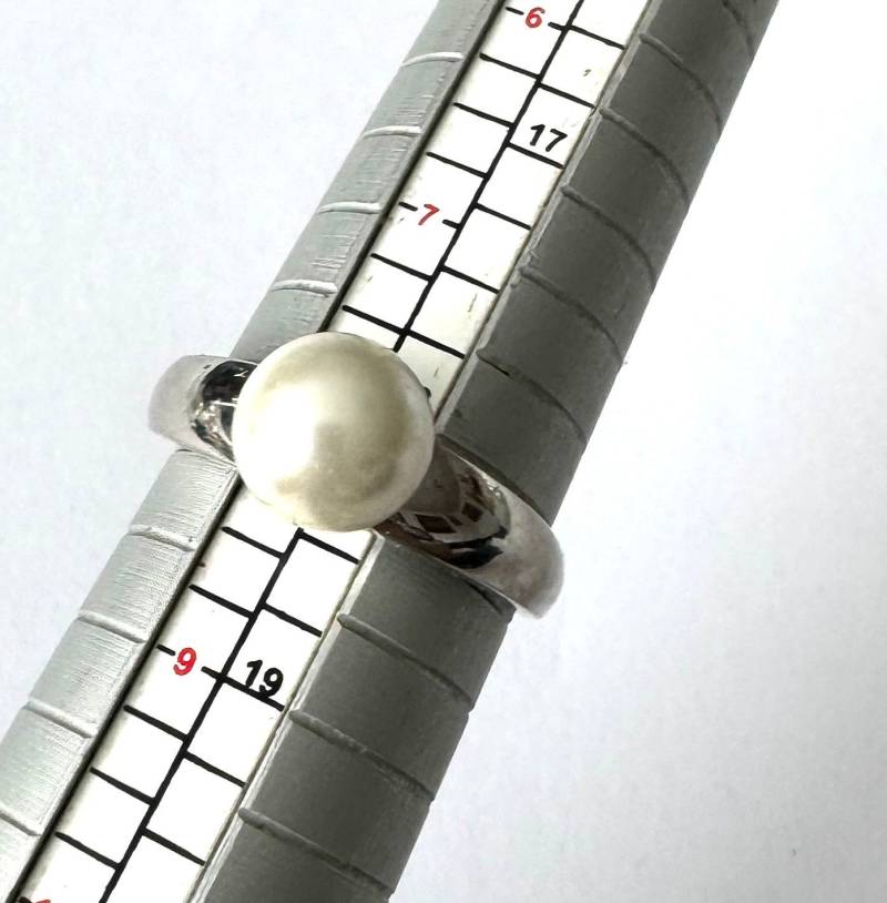 925 Silber Designer Ring Mit Edler Weißer Perle von FromyesterdaySchatze