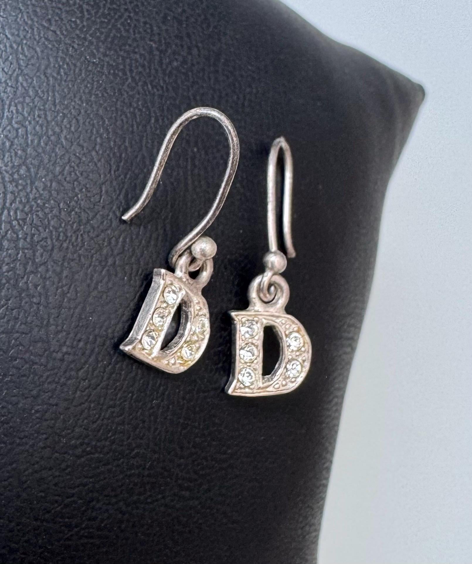 925 Silber Ohrringe Mit Buchstabe D Und Strass Steinen von FromyesterdaySchatze