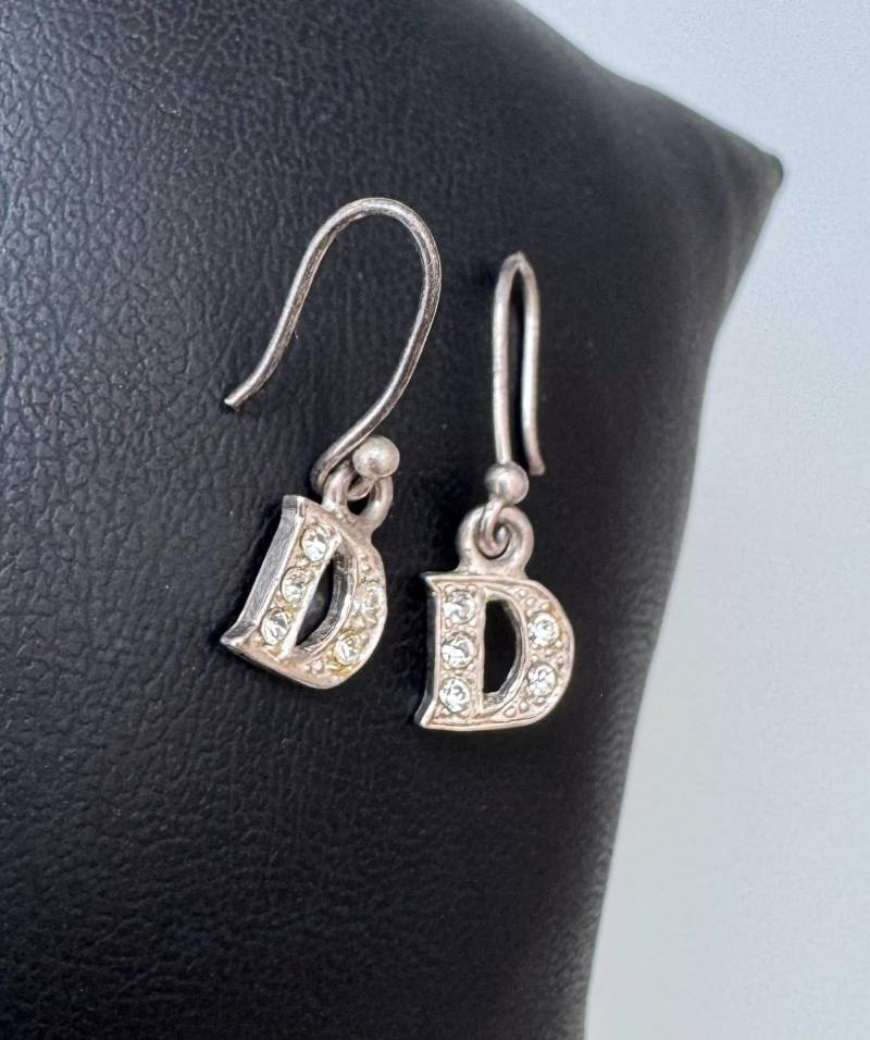 925 Silber Ohrringe Mit Buchstabe D Und Strass Steinen von FromyesterdaySchatze