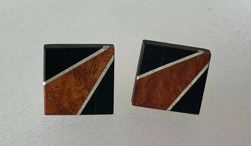 Ältere Ohrringe 925 Silber Und Wunderschönem Holz - Super Design Ohrstecker 80'er Jahre von FromyesterdaySchatze
