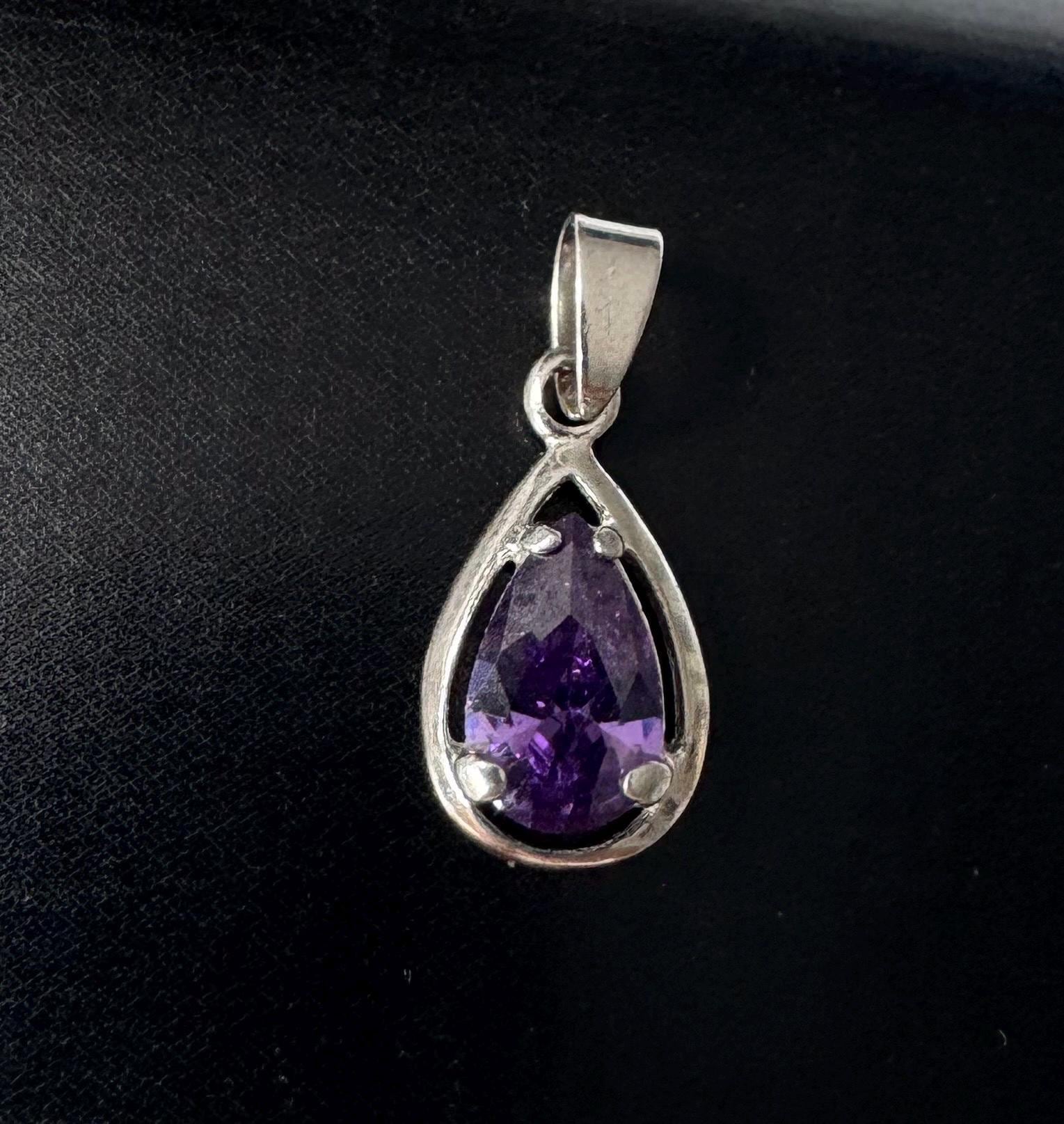 Anhänger 925 Silber Amethyst Tropfen Meistermarke A von FromyesterdaySchatze