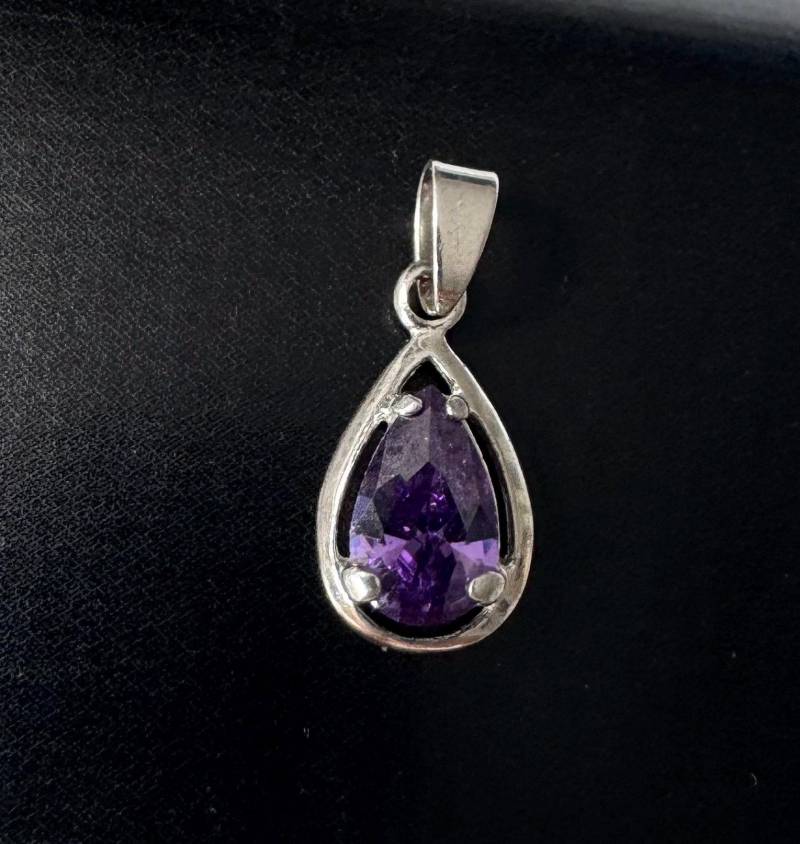 Anhänger 925 Silber Amethyst Tropfen Meistermarke A von FromyesterdaySchatze