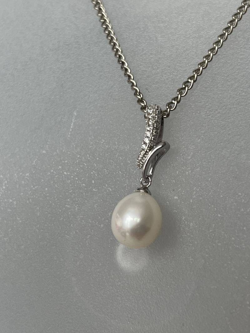 Anhänger Azr 925 Silber Mit Perle Und Glitzersteinen Veredelt von FromyesterdaySchatze