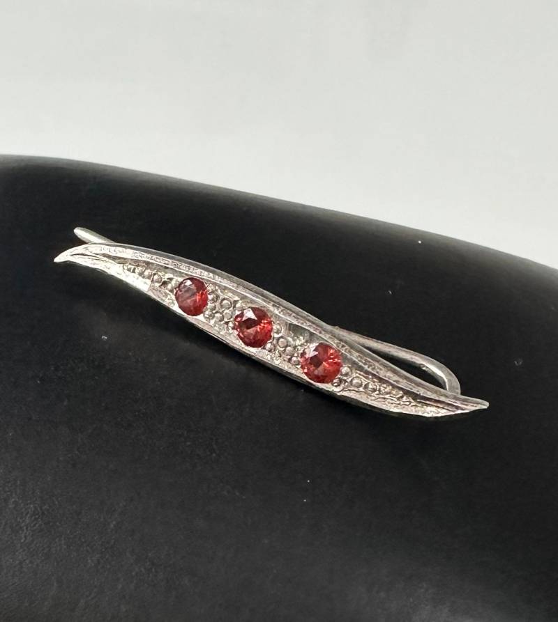 Antike Silbernadel Mit 3 Steinen Besetzt Um 1900 Echtes Silber Brosche von FromyesterdaySchatze