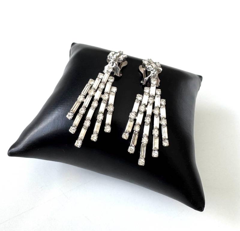 Art Deco Strass Ohrclips - Funkelnder Diva Ohrschmuck von FromyesterdaySchatze