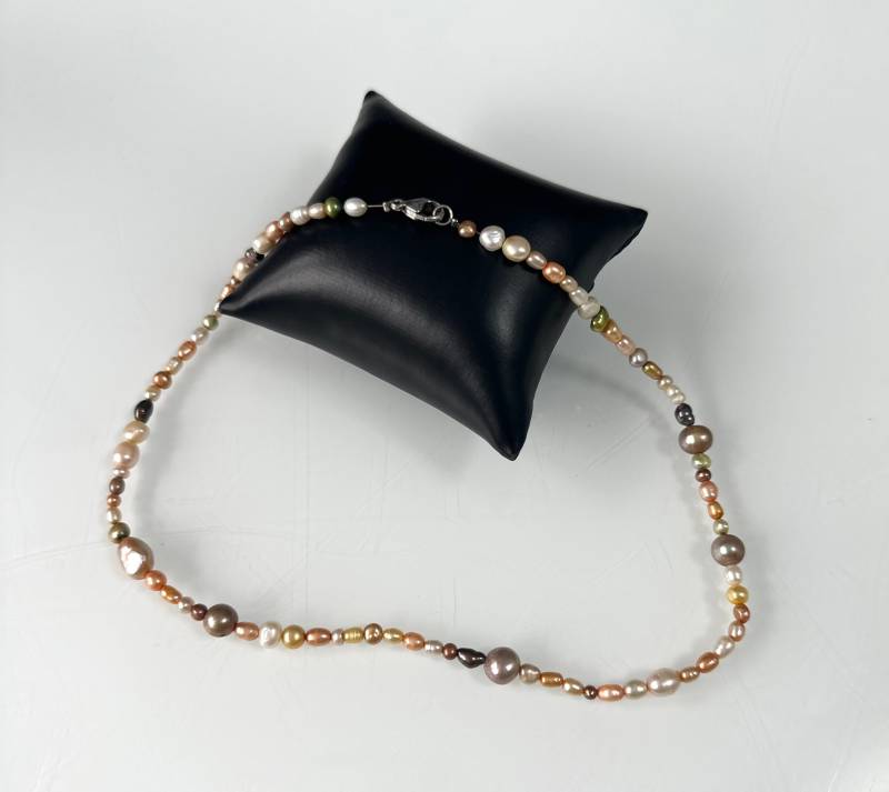 Bunte Perlen Kette Mit 925 Silber Verschluss von FromyesterdaySchatze