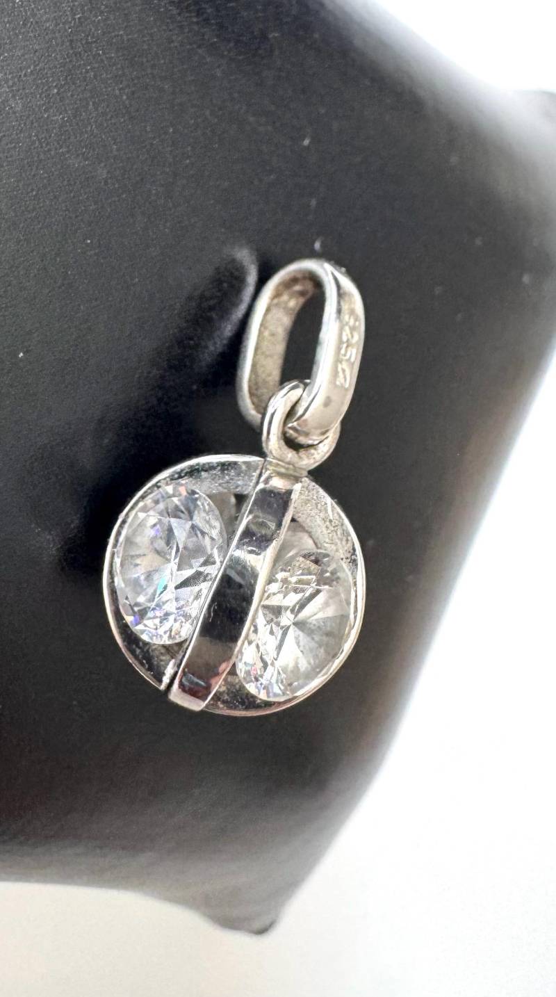 Designer Anhänger 925 Sterling Silber Kugelform Mit Funkelnden Zirkonia von FromyesterdaySchatze