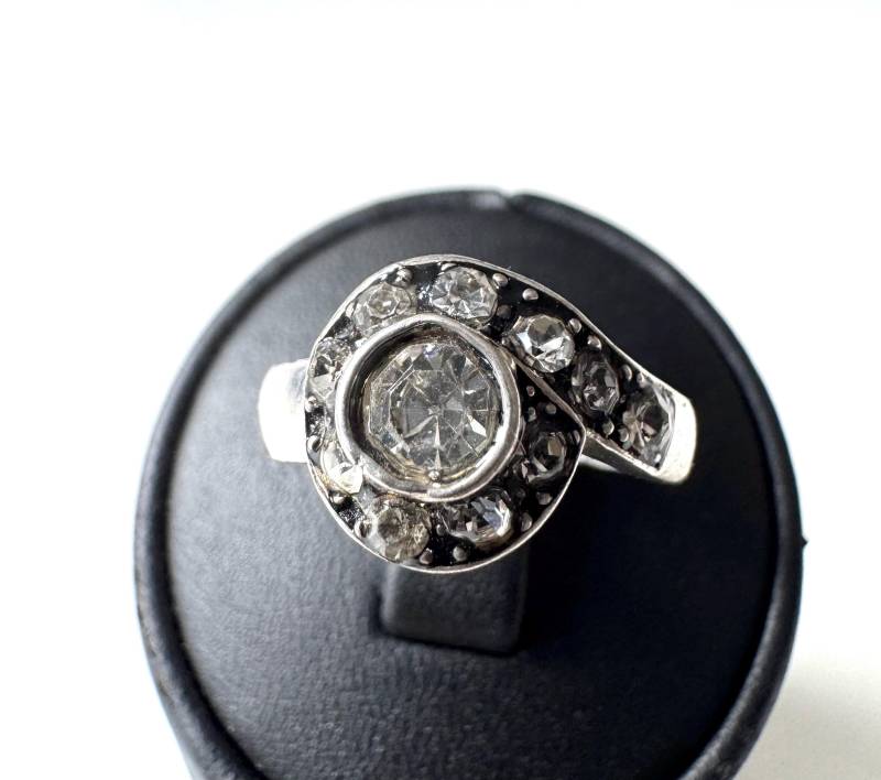 Designer Ring 925 Silber Mit Facettierten Glas Steinen in Auffälligem Vintage Design von FromyesterdaySchatze