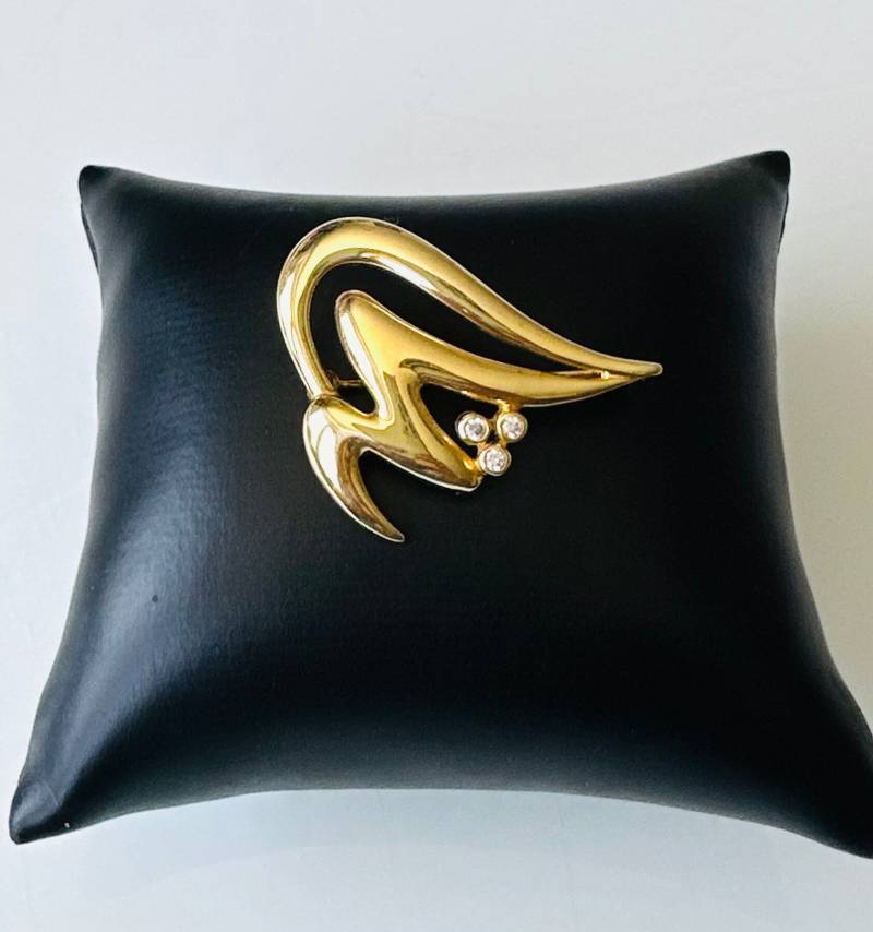 Grosse Vintage Brosche Teka Amerikan Gold Anstecknadel von FromyesterdaySchatze