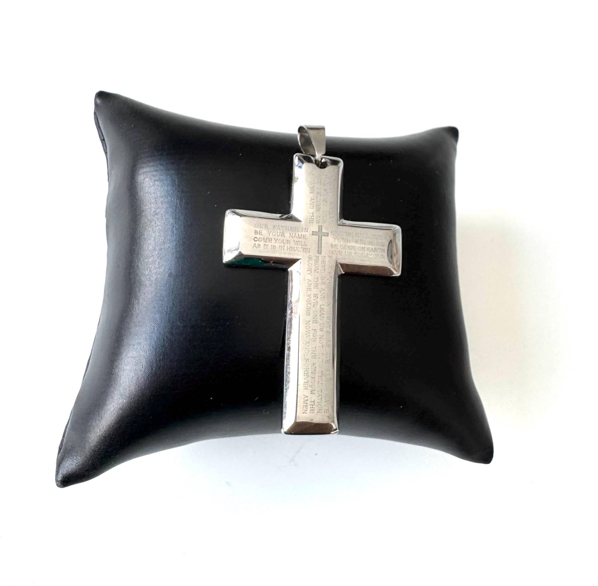 Großer Edelstahl Kreuz Anhänger Mit Vaterunser Gravur - Edler Herrenschmuck von FromyesterdaySchatze