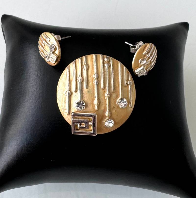 Hübsches Modeschmuck Set in Silber Und Gold Mit Strass Steinen von FromyesterdaySchatze