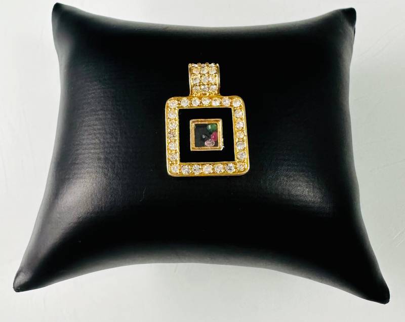 Modeschmuck Anhänger Emaille Saphir, Rubin, Smaragd Diamant von FromyesterdaySchatze