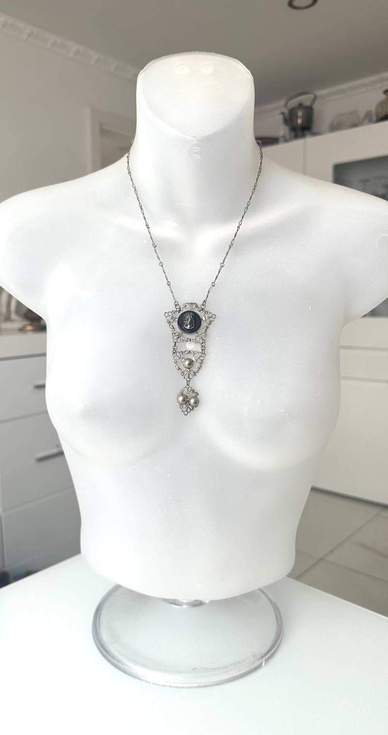 Schöne Antike Kette Modeschmuck Jugendstil Gemme Design von FromyesterdaySchatze