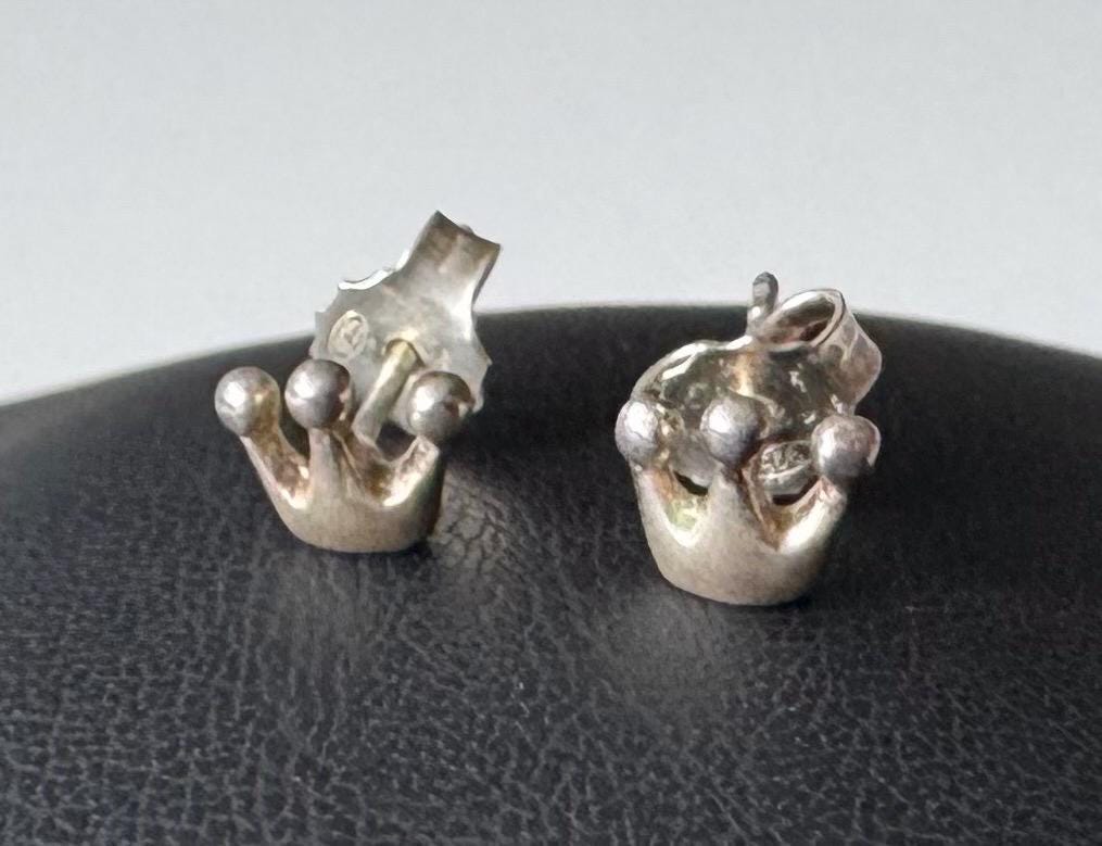Vintage 925 Silber Ohrstecker Krone Prinzessin Design Unisex von FromyesterdaySchatze