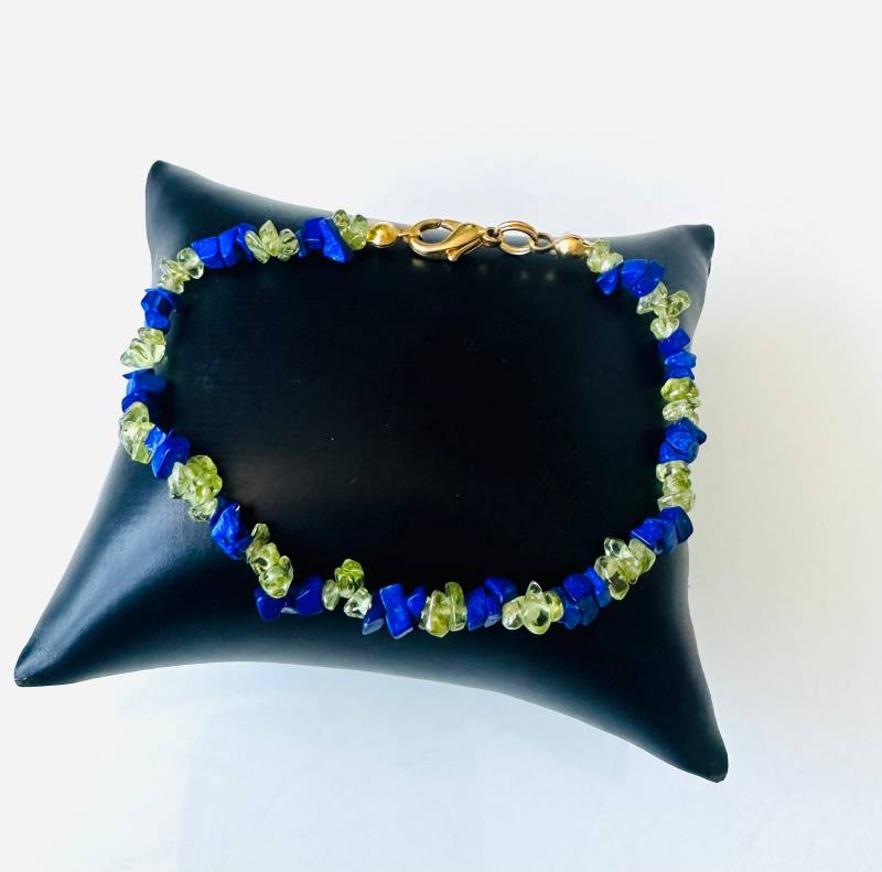 Vintage Edelstein Splitterarmband in Elegantem Grün-Blau Splittersteine von FromyesterdaySchatze