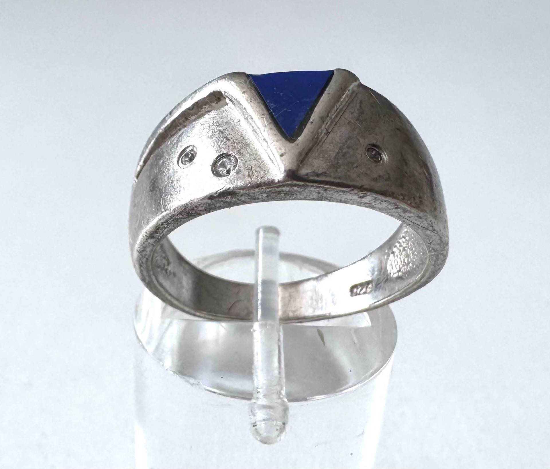 Vintage Ring 925 Silber Mit Lapislazuli Und Zirkonia Größe 57 Designer Schmuck 6, 44 G von FromyesterdaySchatze