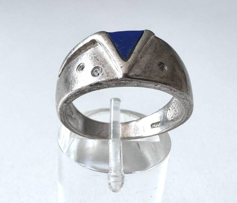 Vintage Ring 925 Silber Mit Lapislazuli Und Zirkonia Größe 57 Designer Schmuck 6, 44 G von FromyesterdaySchatze