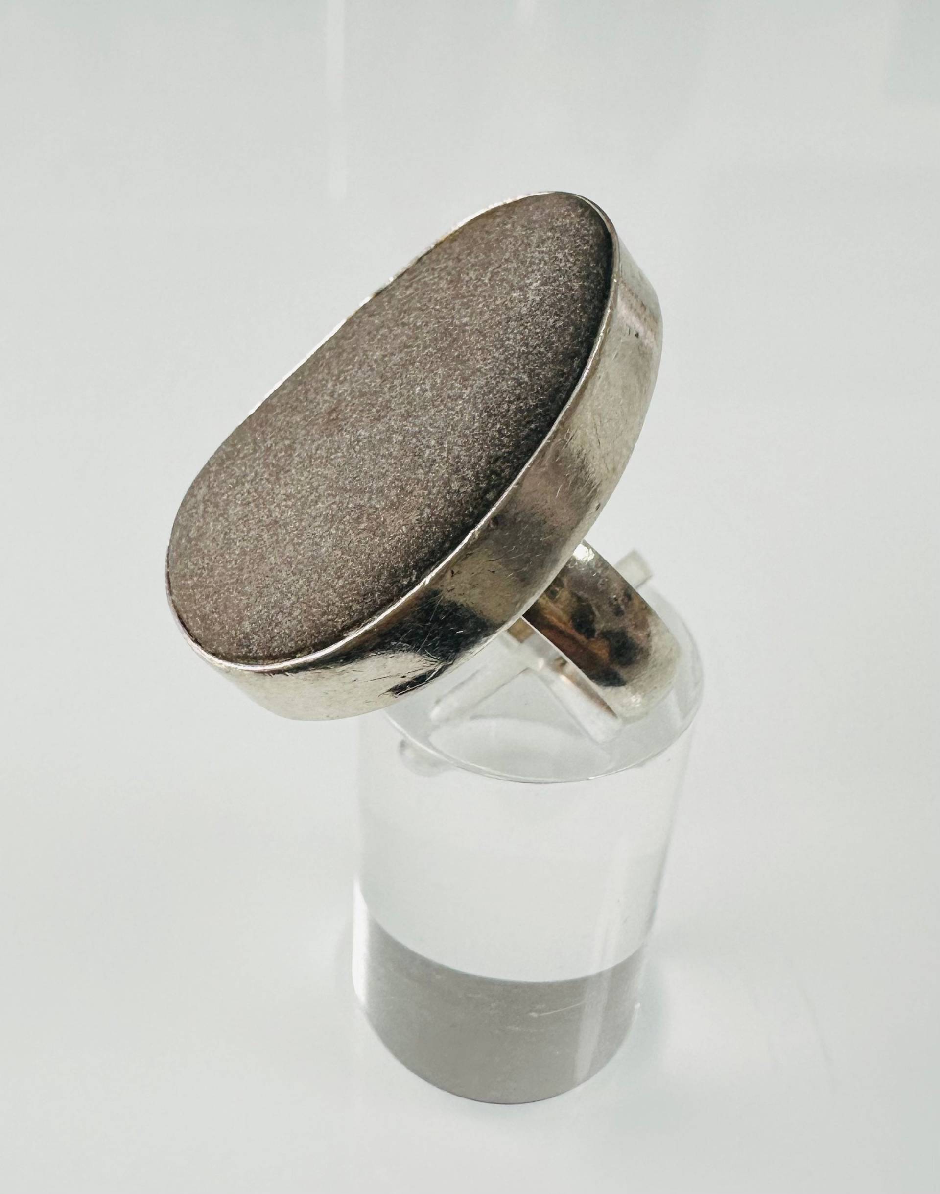 statement Ring 925 Silber Massiv Mit Grauem Naturstein Gearbeitet von FromyesterdaySchatze