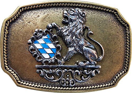FRONHOFER Trachten Gürtelschnalle Bayern Messing Buckle 40 mm, 4 cm Bayerisches Wappen Löwe Schnalle,18208, Größe:One Size, Farbe:Messing von FRONHOFER