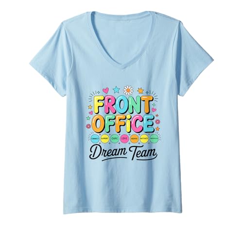 Damen Front Office Squad Dream Team, lustige Schullehrer T-Shirt mit V-Ausschnitt von Front Office Dream Team School Secretary Apparel