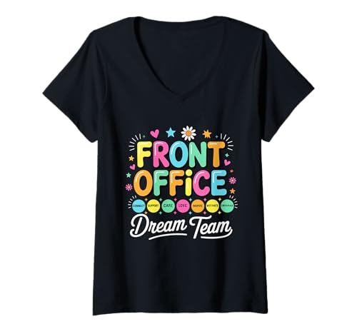 Damen Front Office Squad Dream Team, lustige Schullehrer T-Shirt mit V-Ausschnitt von Front Office Dream Team School Secretary Apparel