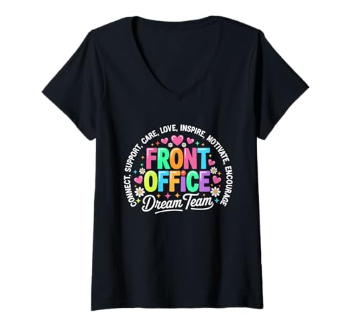 Damen Front Office Squad Dream Team, lustige Schullehrer T-Shirt mit V-Ausschnitt von Front Office Dream Team School Secretary Apparel