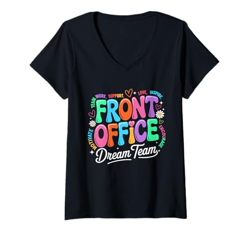 Damen Front Office Squad Dream Team, lustige Schullehrer T-Shirt mit V-Ausschnitt von Front Office Dream Team School Secretary Apparel