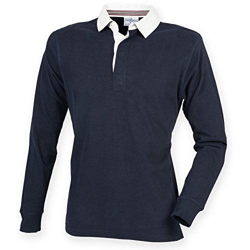 Front Row Herren Premium Longsleeve/Rugby-Shirt/Polo-Hemd, langärmlig (Medium) (Marineblau) von Front Row