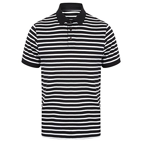 Front Row Herren Streifen Jersey Polo Shirt (M) (Marineblau/Weiß) von Front Row